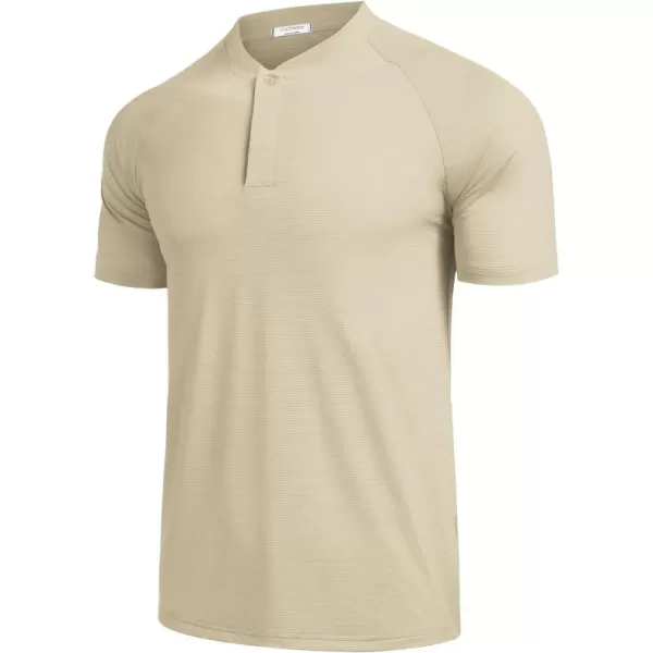 COOFANDY Men's Quick Dry Golf Polo Shirts Short Sleeve Henley Shirt Active Athletic Collarless Sports T Shirts