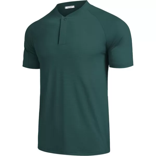 COOFANDY Men's Quick Dry Golf Polo Shirts Short Sleeve Henley Shirt Active Athletic Collarless Sports T Shirts