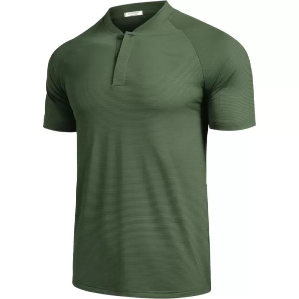 COOFANDY Men's Quick Dry Golf Polo Shirts Short Sleeve Henley Shirt Active Athletic Collarless Sports T Shirts