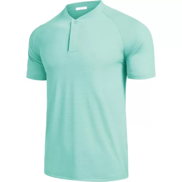 COOFANDY Men's Quick Dry Golf Polo Shirts Short Sleeve Henley Shirt Active Athletic Collarless Sports T Shirts