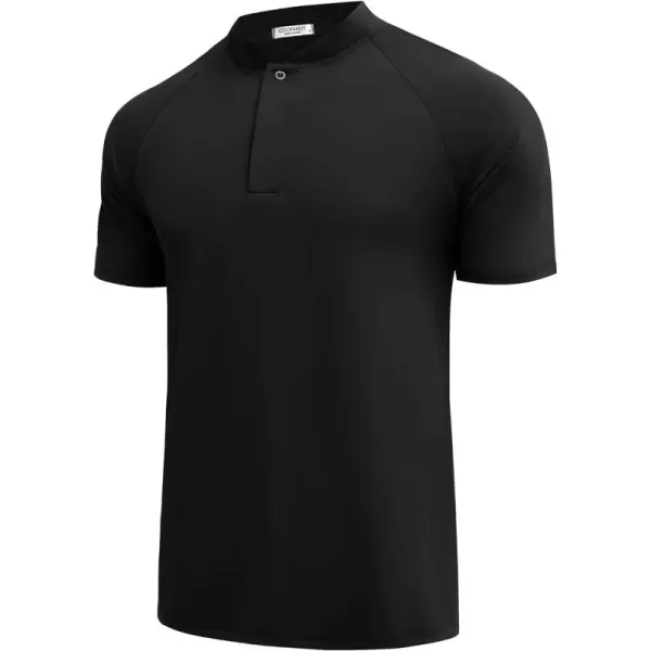 COOFANDY Men's Quick Dry Golf Polo Shirts Short Sleeve Henley Shirt Active Athletic Collarless Sports T Shirts