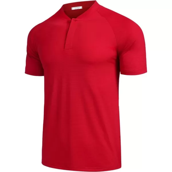 COOFANDY Men's Quick Dry Golf Polo Shirts Short Sleeve Henley Shirt Active Athletic Collarless Sports T Shirts