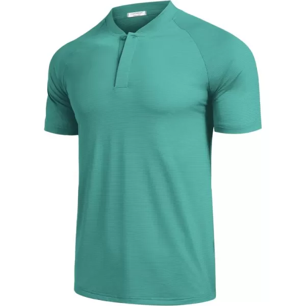 COOFANDY Men's Quick Dry Golf Polo Shirts Short Sleeve Henley Shirt Active Athletic Collarless Sports T Shirts