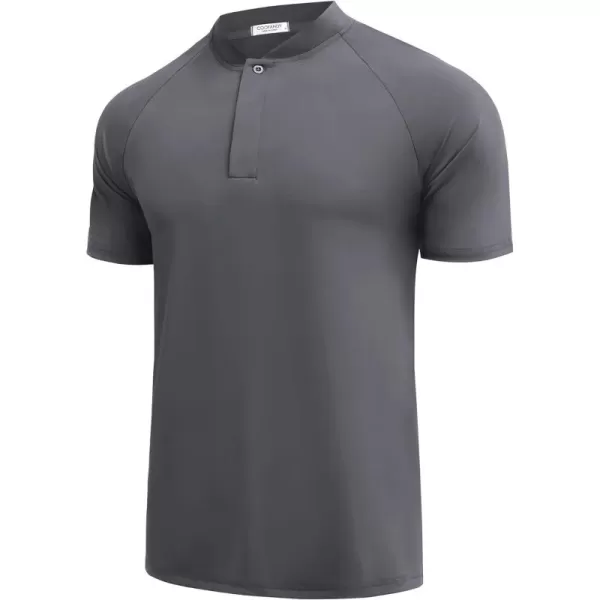 COOFANDY Men's Quick Dry Golf Polo Shirts Short Sleeve Henley Shirt Active Athletic Collarless Sports T Shirts