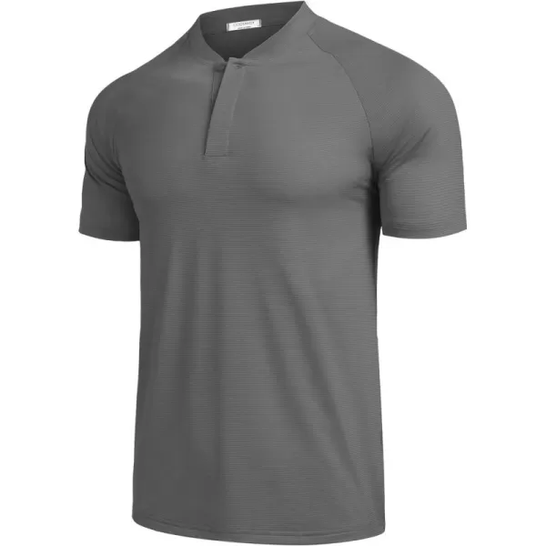 COOFANDY Men's Quick Dry Golf Polo Shirts Short Sleeve Henley Shirt Active Athletic Collarless Sports T Shirts