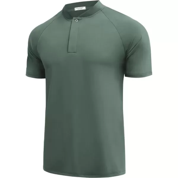 COOFANDY Men's Quick Dry Golf Polo Shirts Short Sleeve Henley Shirt Active Athletic Collarless Sports T Shirts