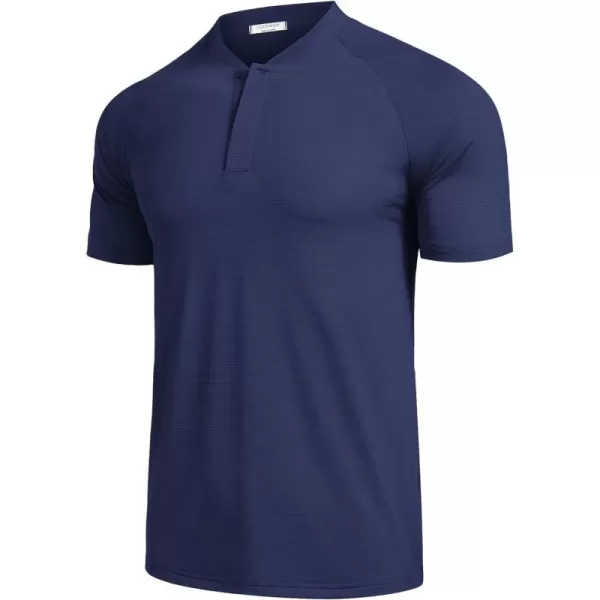 COOFANDY Men's Quick Dry Golf Polo Shirts Short Sleeve Henley Shirt Active Athletic Collarless Sports T Shirts