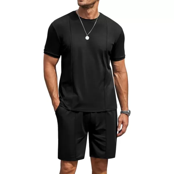 COOFANDY Men's Short Sets 2 Piece Outfits Summer Short Sleeve T Shirt and Shorts Tracksuit Sets Casual Athletic Sports Suit
