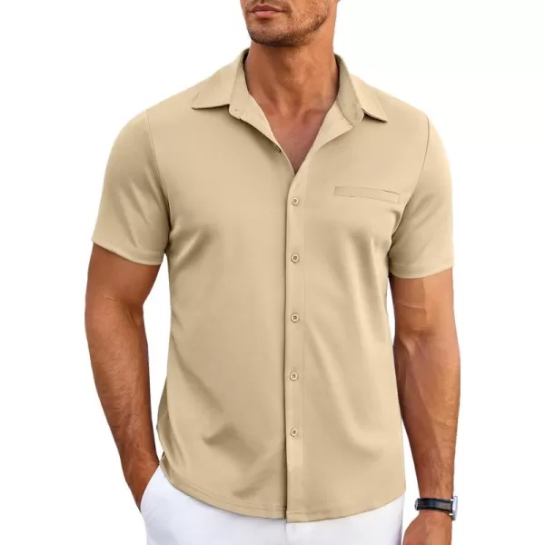 COOFANDY Men's Short Sleeve Button Down Wrinkle Free Shirt Summer Casual Stretch Untucked Dress Shirts