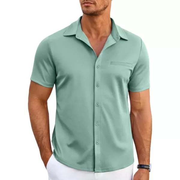 COOFANDY Men's Short Sleeve Button Down Wrinkle Free Shirt Summer Casual Stretch Untucked Dress Shirts
