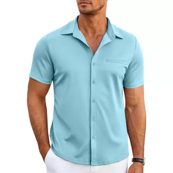 COOFANDY Men's Short Sleeve Button Down Wrinkle Free Shirt Summer Casual Stretch Untucked Dress Shirts