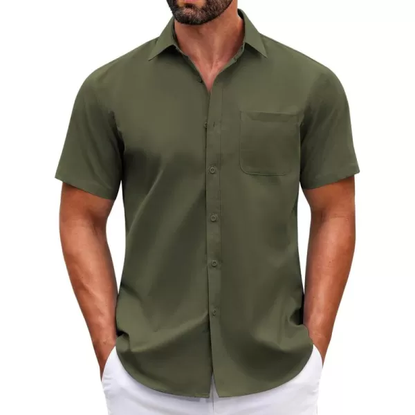COOFANDY Mens Short Sleeve Casual Button Down Shirts Summer Untucked Dress Shirts with Pocket