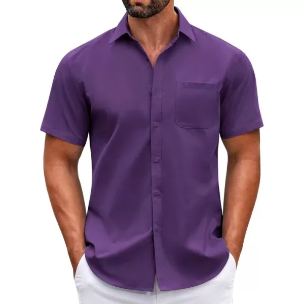 COOFANDY Mens Short Sleeve Casual Button Down Shirts Summer Untucked Dress Shirts with Pocket