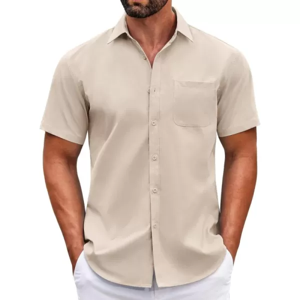 COOFANDY Mens Short Sleeve Casual Button Down Shirts Summer Untucked Dress Shirts with Pocket