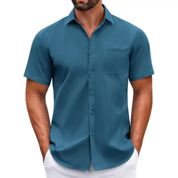 COOFANDY Mens Short Sleeve Casual Button Down Shirts Summer Untucked Dress Shirts with Pocket