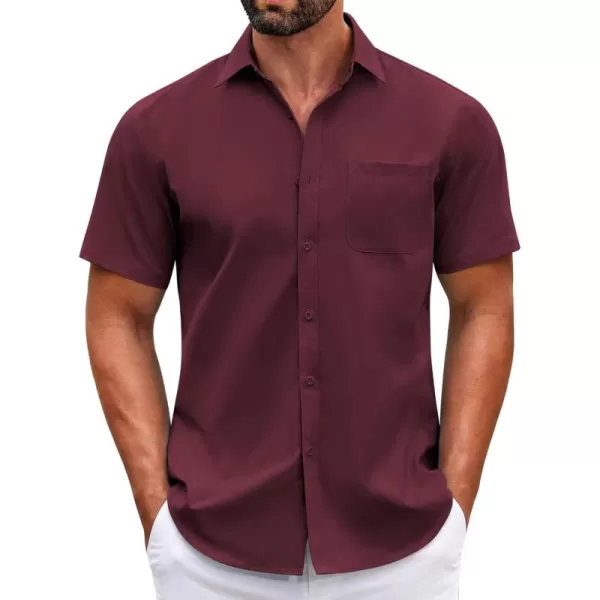 COOFANDY Mens Short Sleeve Casual Button Down Shirts Summer Untucked Dress Shirts with Pocket
