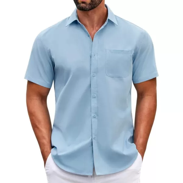 COOFANDY Mens Short Sleeve Casual Button Down Shirts Summer Untucked Dress Shirts with Pocket