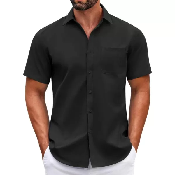 COOFANDY Mens Short Sleeve Casual Button Down Shirts Summer Untucked Dress Shirts with Pocket