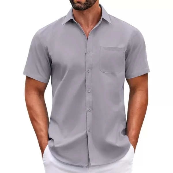 COOFANDY Mens Short Sleeve Casual Button Down Shirts Summer Untucked Dress Shirts with Pocket