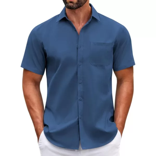 COOFANDY Mens Short Sleeve Casual Button Down Shirts Summer Untucked Dress Shirts with Pocket