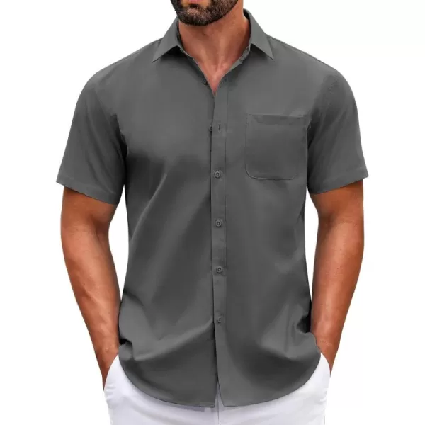 COOFANDY Mens Short Sleeve Casual Button Down Shirts Summer Untucked Dress Shirts with Pocket