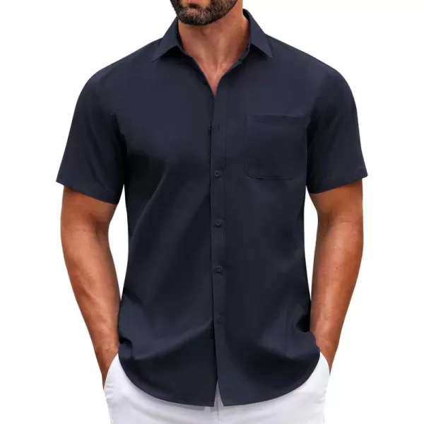 COOFANDY Mens Short Sleeve Casual Button Down Shirts Summer Untucked Dress Shirts with Pocket
