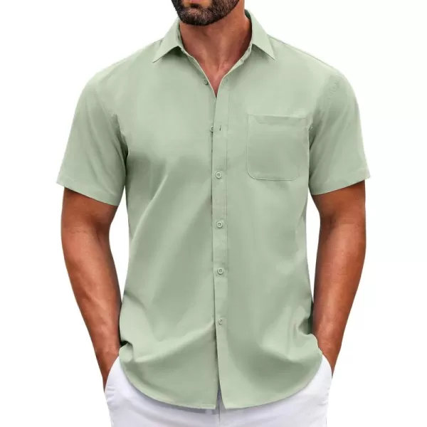 COOFANDY Mens Short Sleeve Casual Button Down Shirts Summer Untucked Dress Shirts with Pocket