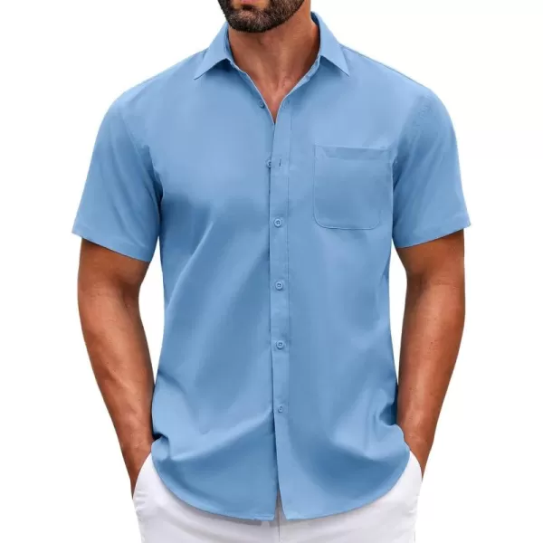 COOFANDY Mens Short Sleeve Casual Button Down Shirts Summer Untucked Dress Shirts with Pocket