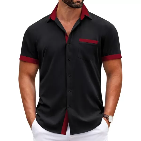COOFANDY Mens Short Sleeve Dress Shirts Casual Wrinkle Free Shirt Plaid Collar Summer Button Down Shirts)