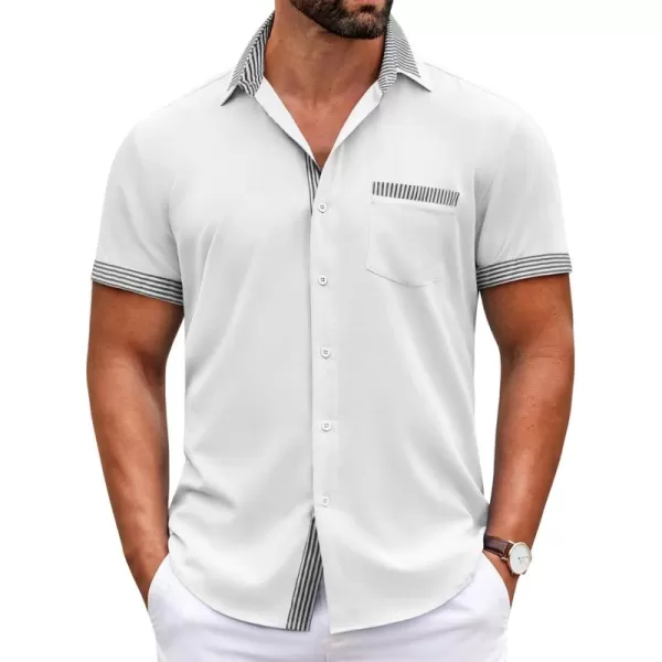 COOFANDY Mens Short Sleeve Dress Shirts Casual Wrinkle Free Shirt Plaid Collar Summer Button Down Shirts)