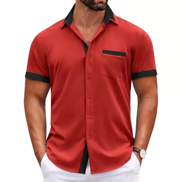 COOFANDY Mens Short Sleeve Dress Shirts Casual Wrinkle Free Shirt Plaid Collar Summer Button Down Shirts)