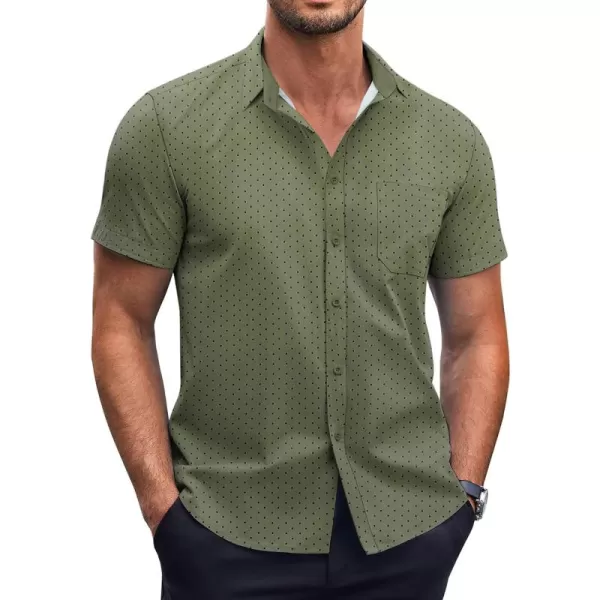 COOFANDY Men's Short Sleeve Dress Shirts Wrinkle Free Polka Dot Print Shirt Casual Button Down Shirts with Pocket