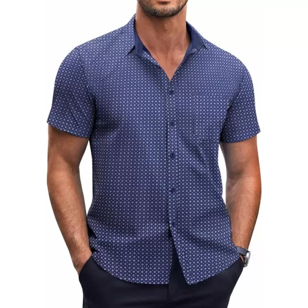 COOFANDY Men's Short Sleeve Dress Shirts Wrinkle Free Polka Dot Print Shirt Casual Button Down Shirts with Pocket)