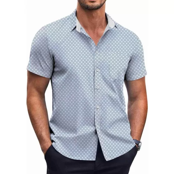 COOFANDY Men's Short Sleeve Dress Shirts Wrinkle Free Polka Dot Print Shirt Casual Button Down Shirts with Pocket