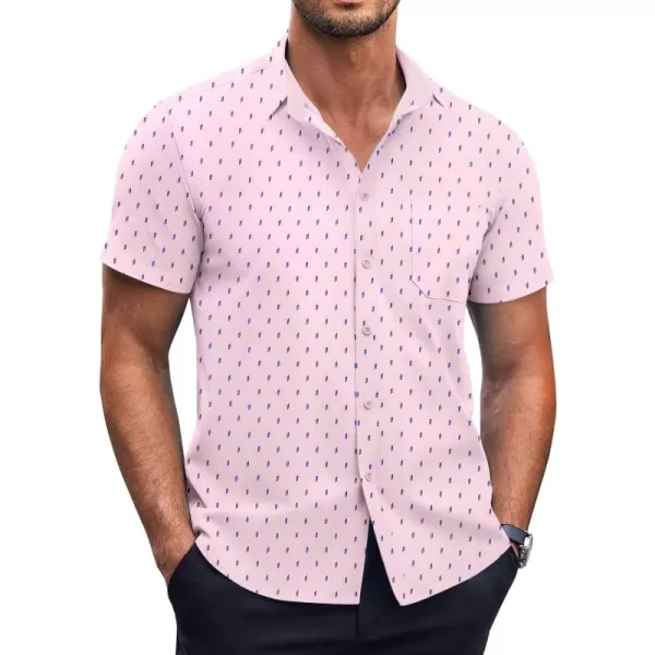COOFANDY Men's Short Sleeve Dress Shirts Wrinkle Free Polka Dot Print Shirt Casual Button Down Shirts with Pocket