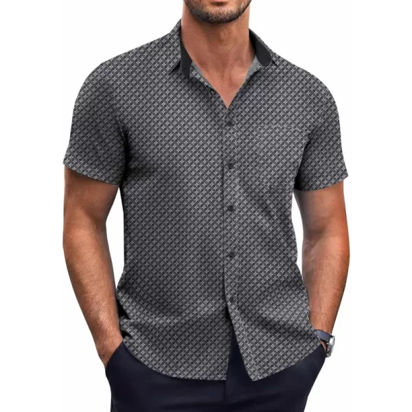 COOFANDY Men's Short Sleeve Dress Shirts Wrinkle Free Polka Dot Print Shirt Casual Button Down Shirts with Pocket)