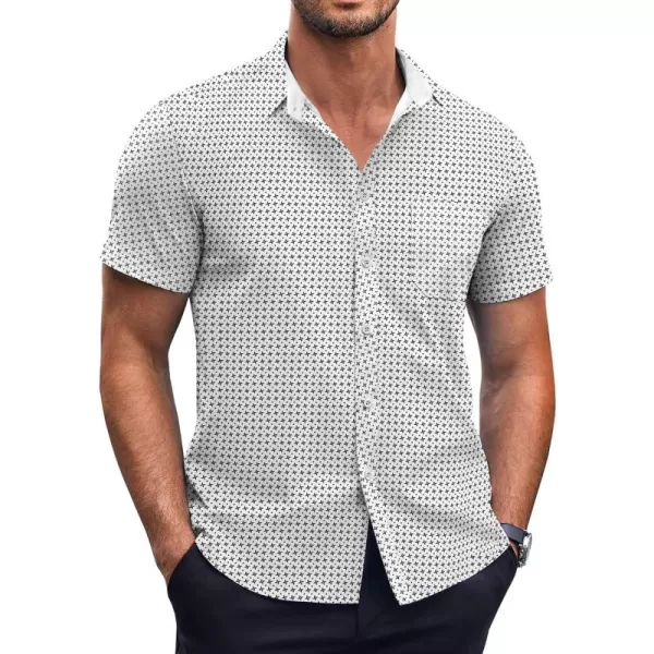 COOFANDY Men's Short Sleeve Dress Shirts Wrinkle Free Polka Dot Print Shirt Casual Button Down Shirts with Pocket)