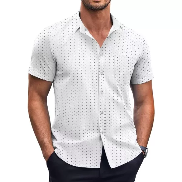 COOFANDY Men's Short Sleeve Dress Shirts Wrinkle Free Polka Dot Print Shirt Casual Button Down Shirts with Pocket