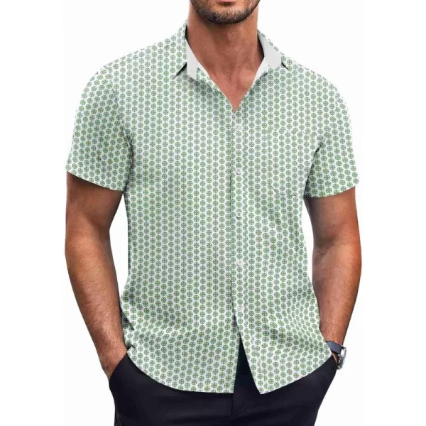 COOFANDY Men's Short Sleeve Dress Shirts Wrinkle Free Polka Dot Print Shirt Casual Button Down Shirts with Pocket