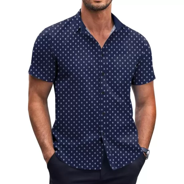 COOFANDY Men's Short Sleeve Dress Shirts Wrinkle Free Polka Dot Print Shirt Casual Button Down Shirts with Pocket)
