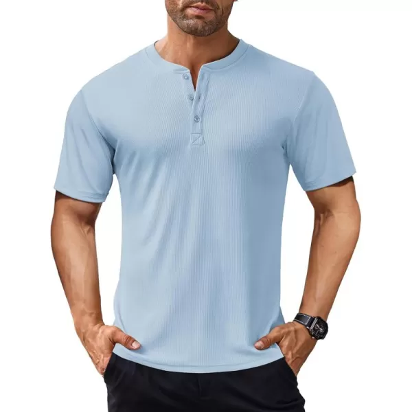 COOFANDY Men's Short Sleeve Henley Shirts Stretch Ribbed T-Shirts Fashion Casual Basic Tops