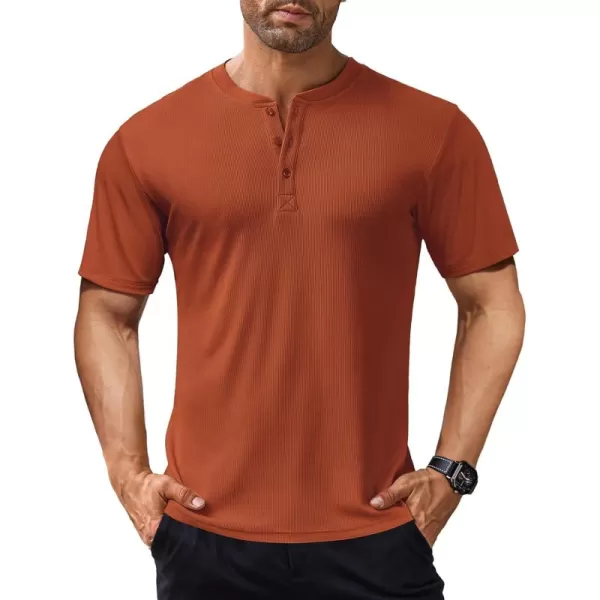 COOFANDY Men's Short Sleeve Henley Shirts Stretch Ribbed T-Shirts Fashion Casual Basic Tops