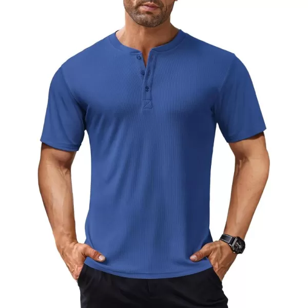 COOFANDY Men's Short Sleeve Henley Shirts Stretch Ribbed T-Shirts Fashion Casual Basic Tops