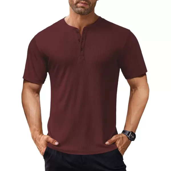 COOFANDY Men's Short Sleeve Henley Shirts Stretch Ribbed T-Shirts Fashion Casual Basic Tops