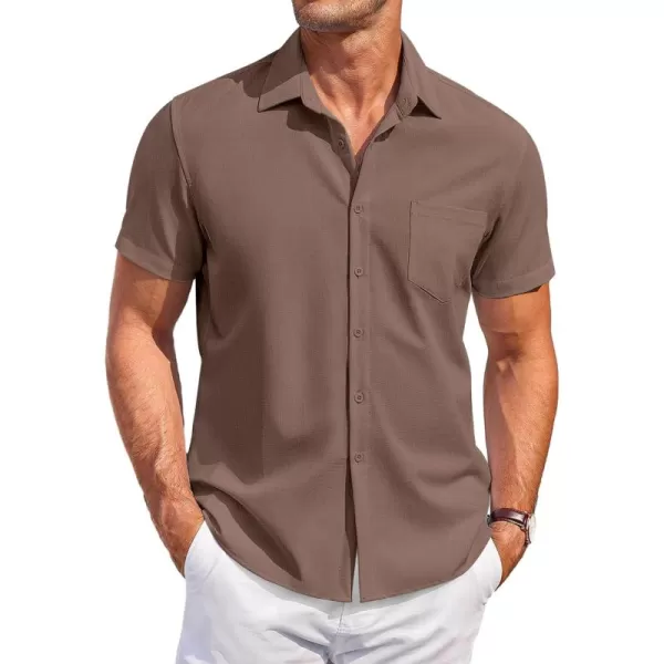 COOFANDY Mens Short Sleeve Shirts Casual Button Down Shirts Summer Beach Shirt Wrinkle Free