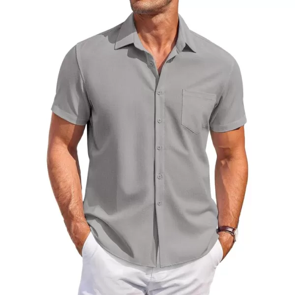 COOFANDY Mens Short Sleeve Shirts Casual Button Down Shirts Summer Beach Shirt Wrinkle Free