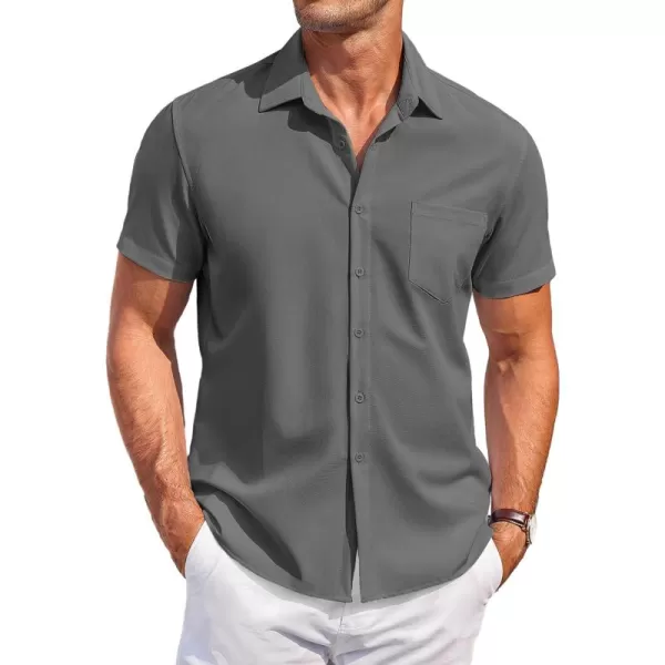 COOFANDY Mens Short Sleeve Shirts Casual Button Down Shirts Summer Beach Shirt Wrinkle Free