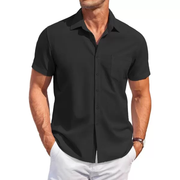 COOFANDY Mens Short Sleeve Shirts Casual Button Down Shirts Summer Beach Shirt Wrinkle Free