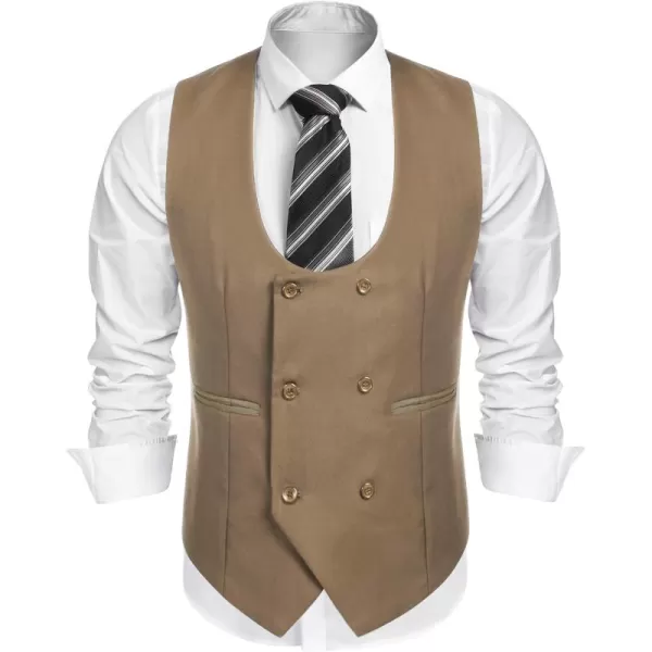 COOFANDY Men's Suit Vest Slim Fit Double Breasted Dress Vest Casual Business Formal Waistcoat