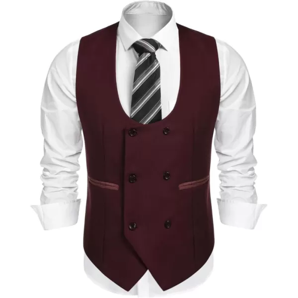 COOFANDY Men's Suit Vest Slim Fit Double Breasted Dress Vest Casual Business Formal Waistcoat